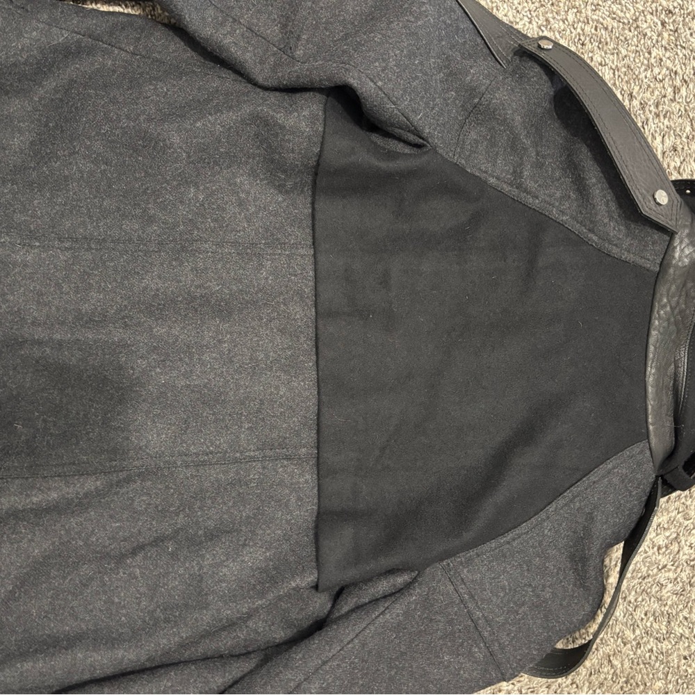 L.A.M.B. Virgin Wool with Leather Jacket Black Moto Biker Asymmetrical Size 6 - Picture 10 of 11